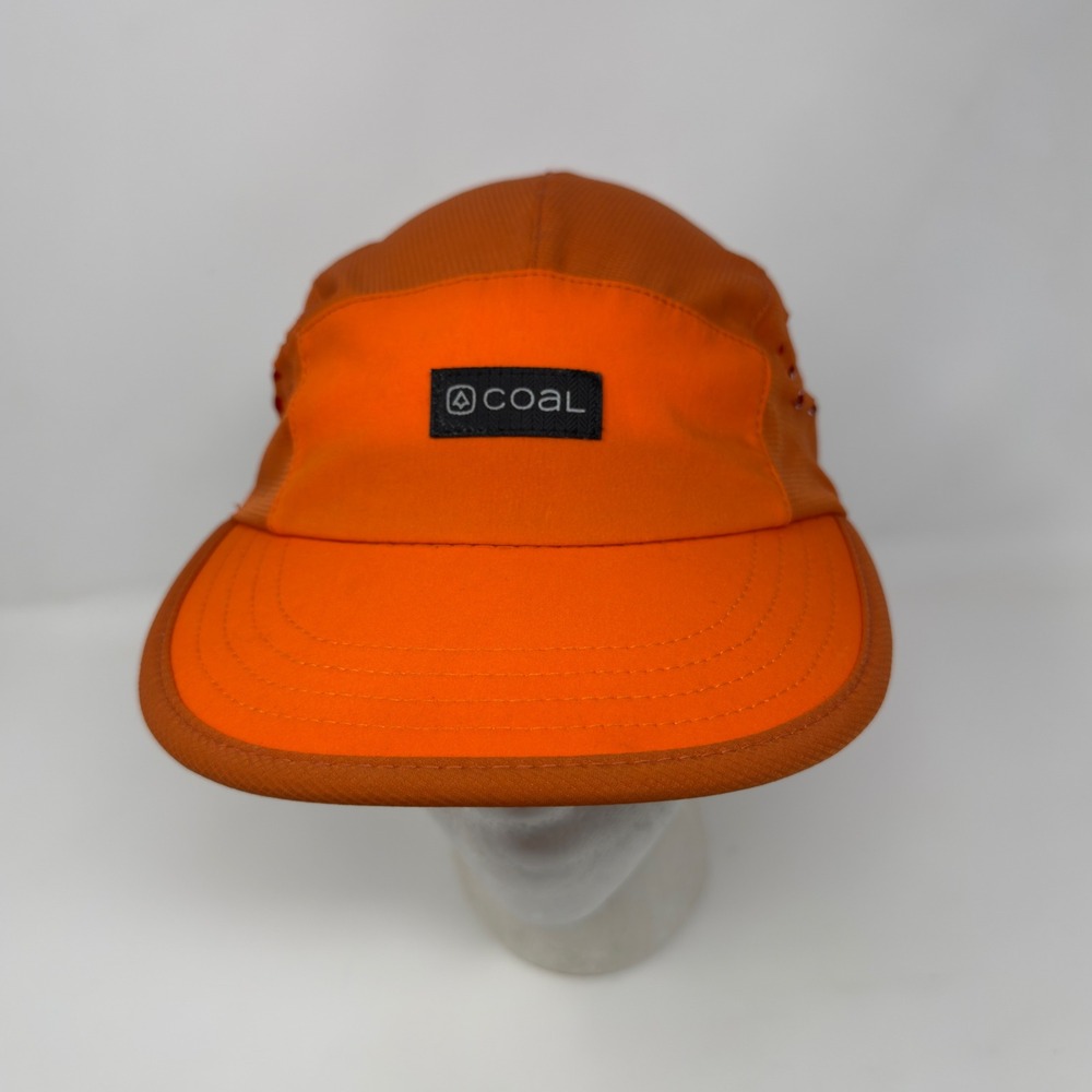 Coal Provo 5 Panel Performance Hat Orange Ripstop Laser Cut Vent Bungee Cap OSFM
